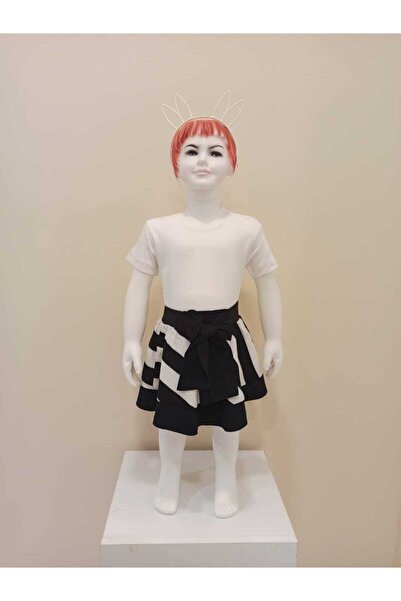 Pitti Kız Çocuk Siyah Beyaz Viskon Etek 9277