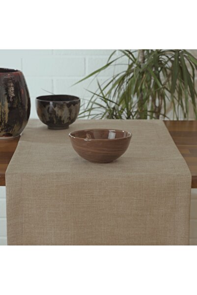 MASSARELLI Plain Linen Beige Runner 40x140 Cm