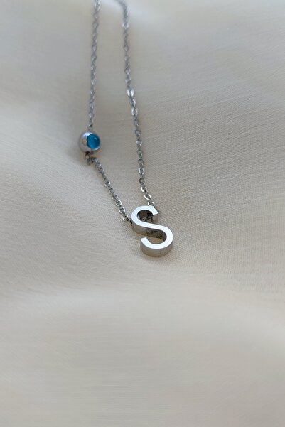 BUNNY قلادة من الفولاذ بحروف - S