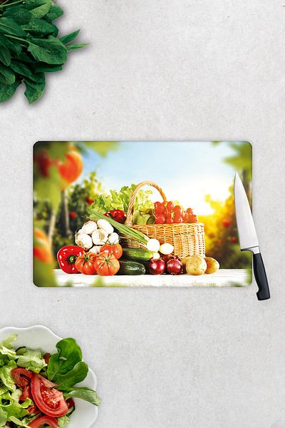 Decorita Vegetable Basket |   Glass Cutting Board - Glass Cutting Board |   20cm X 30cm