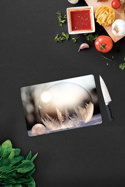Decorita Winter Globe Patterned |   Glass Cutting Board - Glass Cutting Board |   20cm X 30cm