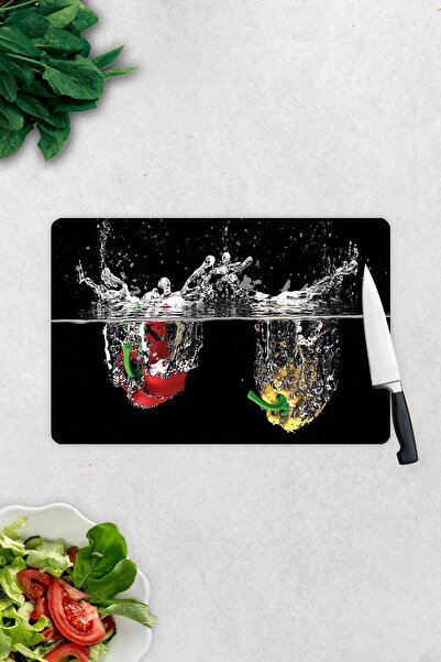 Decorita Water and Vegetables |   Glass Cutting Board - Glass Cutting Board |   20cm X 30cm