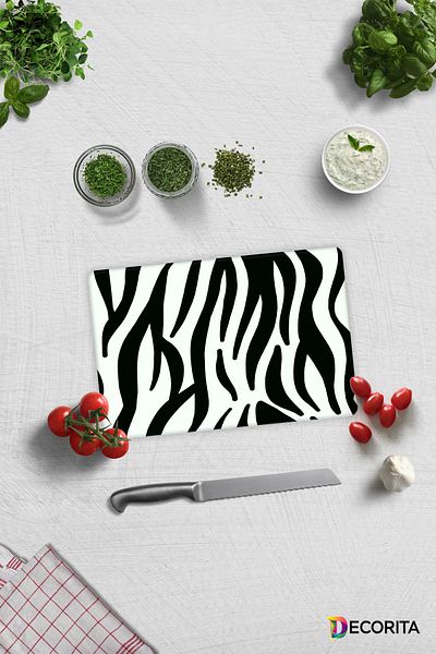 Decorita Zebra Pattern |   Glass Cutting Board - Glass Cutting Board |   20cm X 30cm