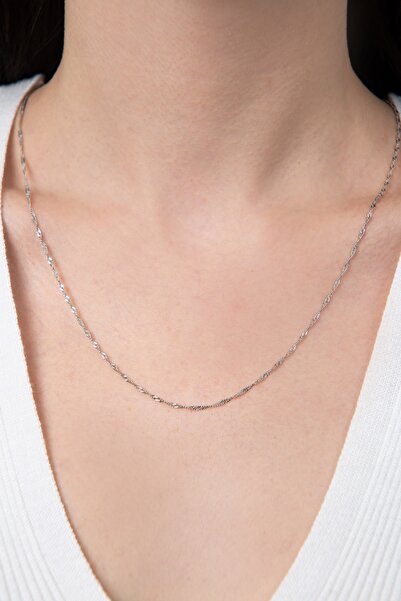 Elika Silver Kadın Singapur Model 60 Cm 925 Ayar Gümüş Kolye