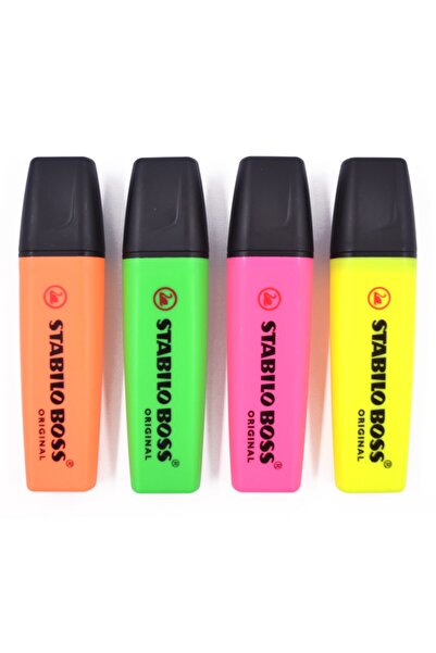 Stabilo Boss Fosforlu Işaretleme Kalemi Canlı Renkler 4'lü Set