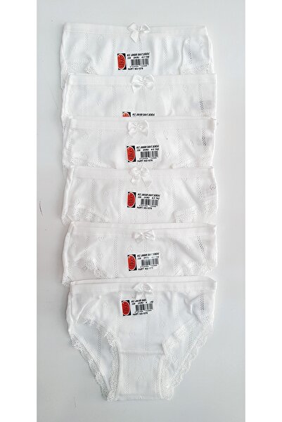 İlke 6'lı Pk Ekru Renk Kalpli Desen Kız Çocuk Külot