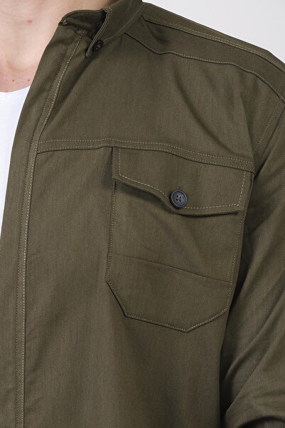 Giymoda Cămașă din denim cu fermoar pentru bărbați