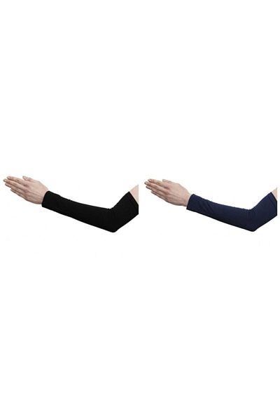 Shalista 2-Piece Hijab Sleeves - Cotton Combed - Black Navy Blue