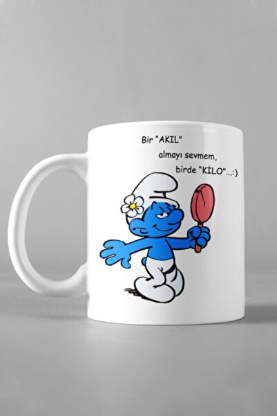 Hediyexpres Süslü Şirin Ve Akıl Almayı Sevmem Tasarımlı Kupa Bardak, Çay-kahve-çorba Kupası