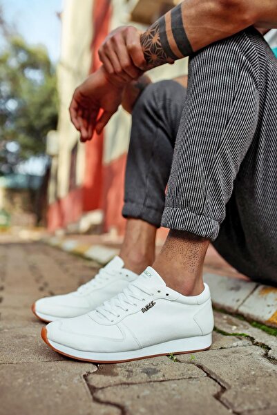 Mida Shoes Men's White Lace-Up Sneakers