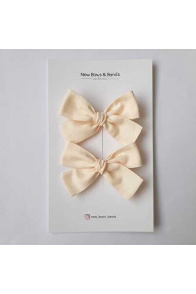 NEW BOWS BANDS Girl's and Baby's Cream Bow Buckle Set of 2