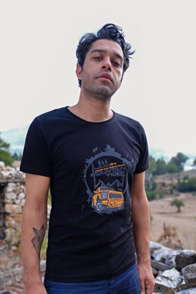 Loop Hi Osnovni Muški crni prljavi ovratnik specijalnog dizajna Štampano T-shirt