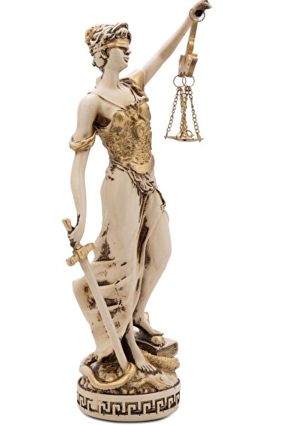 Gift Garden Beyaz Eskitme Adalaet Heykeli (THEMIS) Büyük Boy 33 Cm Biblo