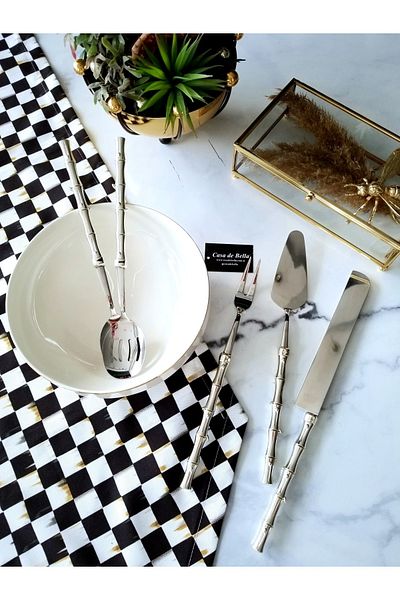CASA DE BELLA Bamboo Look 5 Piece Steel Serving Set