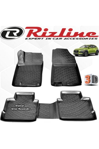 Rizline Hyundai Kona 3d Paspas Havuzlu 2015 - 2020 Arası Siyah 4 Parça Set