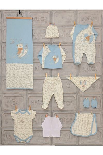 Bebitof Girl Boy Rompered Squirrel Patterned 10-Piece Hospital Exit