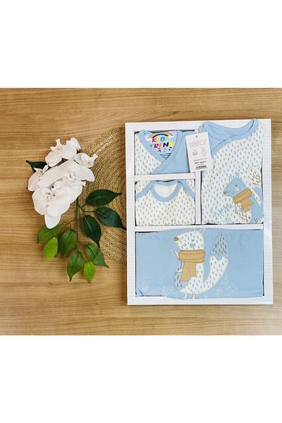 Bebitof Girl Boy Rompered Squirrel Patterned 10-Piece Hospital Exit