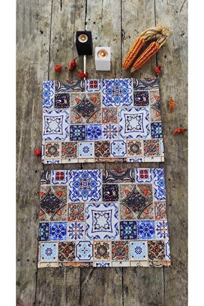 Esafe Home Tile Patterned Duck Linen Fabric American Service for 2 People