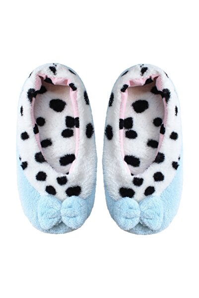 UNLIMITED LEGWEAR Mavi Fiyonklu Dalmaçya Puantiye Desenli Ev Patiği Terliği