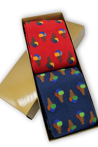 CF COLOUR FEET Pack of 2 Ice Cream Patterned Boxed Men's Socks