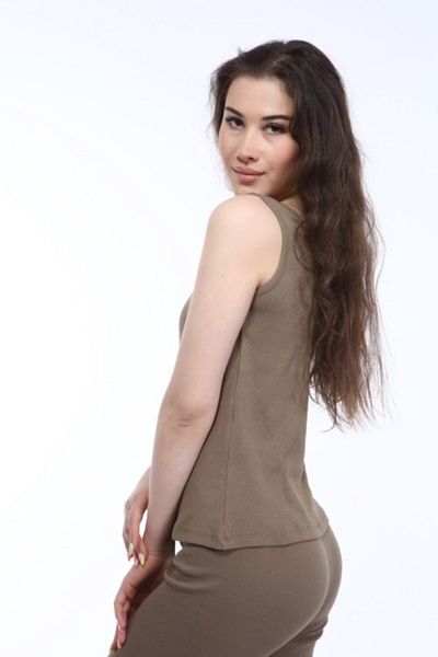 İkmal Women's Mink Corded Boat Neck Camisole Knitted Undershirt