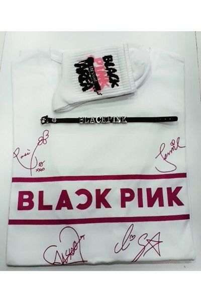 GC GÖKHAN CLUB Σετ βραχιόλι με κάλτσες Blackpink Unisex Owersize T-shirt