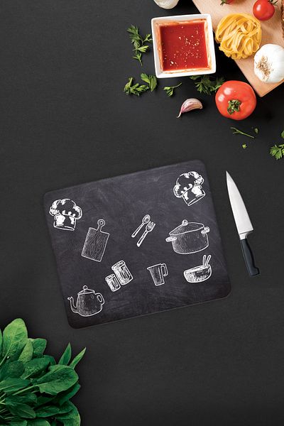 Decorita Blackboard Look |   Glass Cutting Board - Glass Cutting Board |   29cm X 34cm