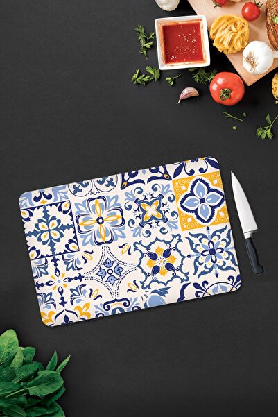 Decorita Blue Tile Pattern | Glass Cutting Board - Glass Cutting Board | 30cm X 40cm