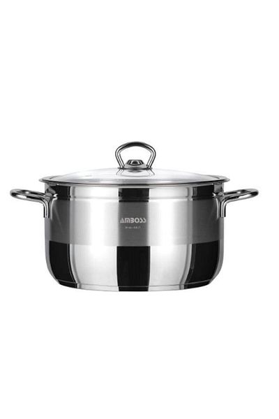 Amboss Ambos Saphire Stainless Steel Deep Pot with Glass Lid 18 cm