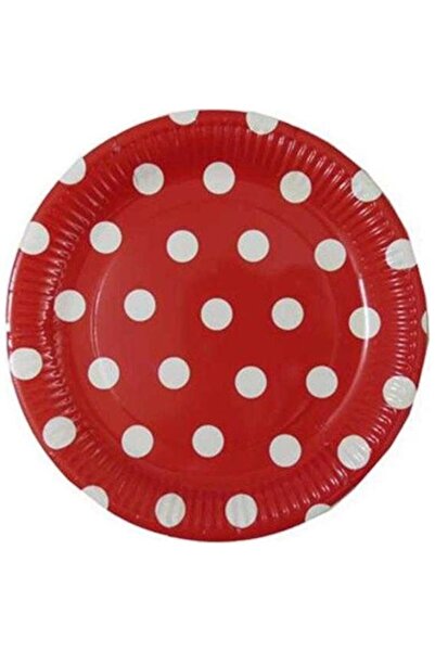 TATLI GÜNLER Tabak Karton Kırmızı Puantiyeli 23 Cm