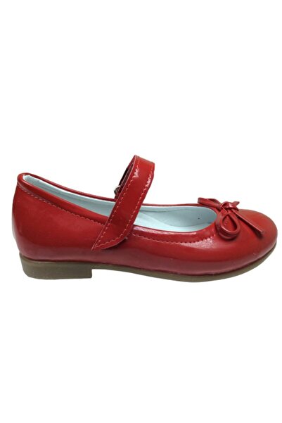 OrtopedikAL 1010 Model Red Patent Leather Mustache Bow Ballerinas - 100% Leat...