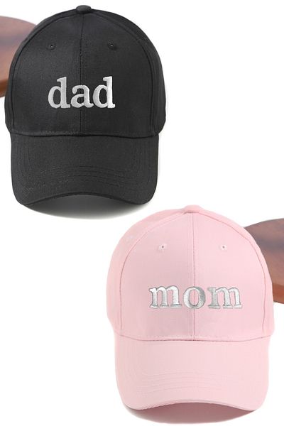 ŞapkaMania Handwritten Dad & Mom 2-Piece Basic Baseball Cap Set