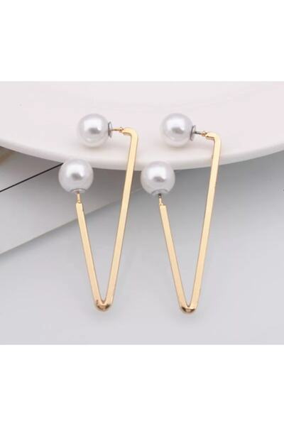 HOSBUTIK Gold Geometric Pearl Earrings