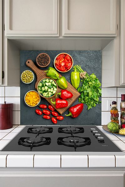 Tilki Dünyası Delicious Vegetables Kitchen Stove Back Sticker