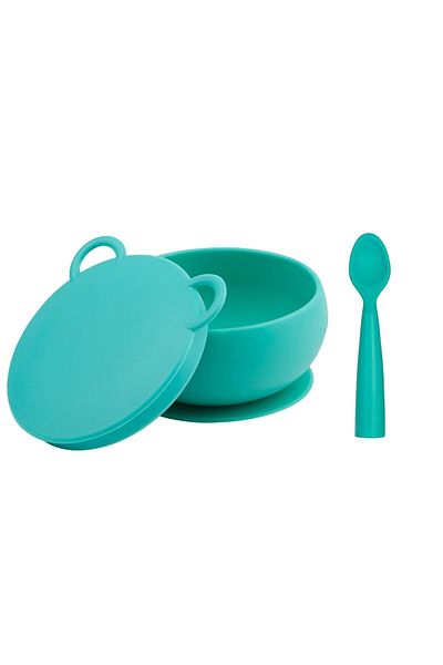 OiOi Nutrition Set 2 Pieces Green Vacuum Bowl and Nam Nam Spoon