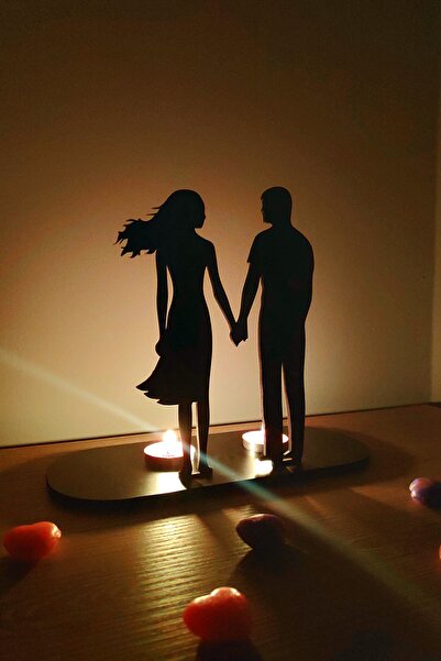 UTKU TASARIM Walk Modern Dekoratif Siyah Mumluk Şamdan 2 Li Söz-nişan Tealigh...