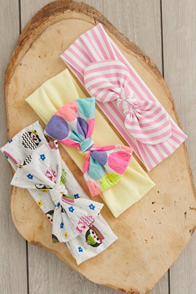 Babygiz El Yapımı Yumuşak Fiyonk Bağlamalı Doğal %100 Pamuklu Penye 3'lü Bebe...