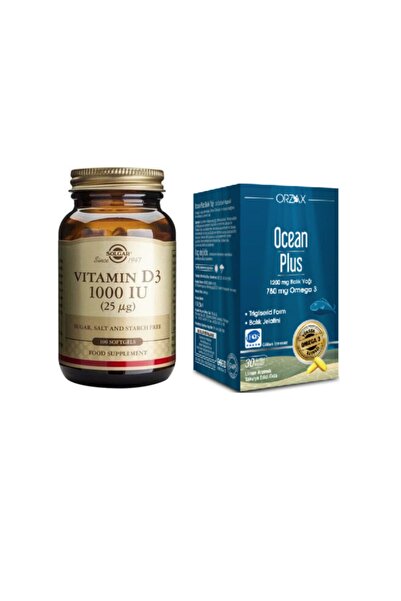 Ocean Plus Omega 3 1200 Mg Balık Yağı 30 Kapsül +solgar Vitamin D3 1000 Iu 10...