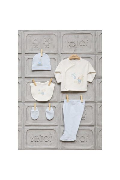 Bebitof 5-Piece Unisex Baby Bodysuit Set - Rabbit Blue, Ball Playing