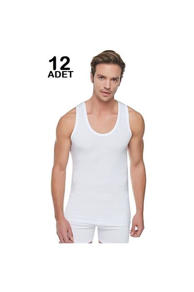 Baytas Men's White 12-Piece Strappy Undershirt