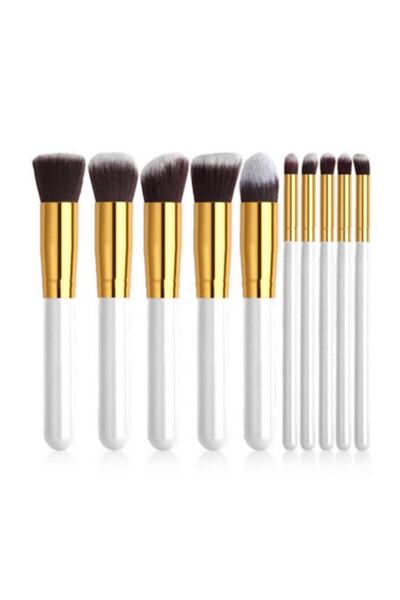 AİLY COSMETİCS Aily 10'lu Klasik Makyaj Fırça Seti Beyaz