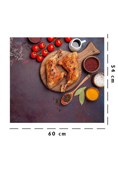 Tilki Dünyası Delicious Fried Spicy Chicken And Vegetables Sticker Behind Kitchen Stove