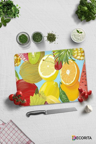 Decorita Sour Fruits |   Glass Cutting Board - Glass Cutting Board |   30cm X 40cm