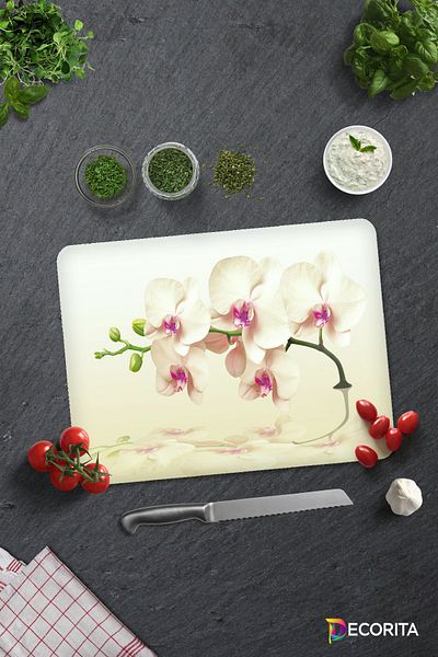 Decorita Cream Orchid |   Glass Cutting Board - Glass Cutting Board |   30cm X 40cm