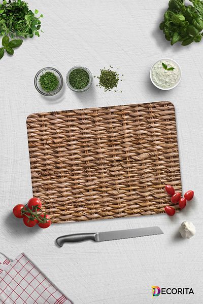 Decorita Wicker Look |   Glass Cutting Board - Glass Cutting Board |   30cm X 40cm