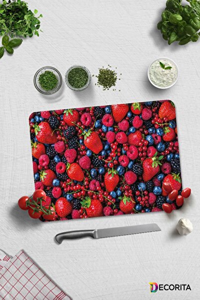 Decorita Purple and Red Fruits |   Glass Cutting Board - Glass Cutting Board |   30cm X 40cm