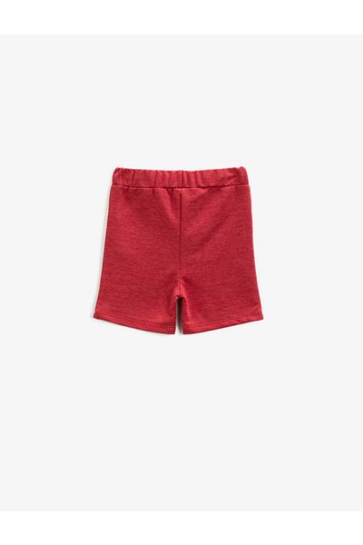 Koton Boy's Red Lettered Waistband Shorts