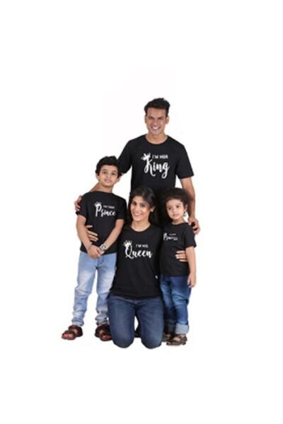 HediyeMania Family Size King Queen Prince Princess με τύπωμα βαμβακερό μαύρο ...