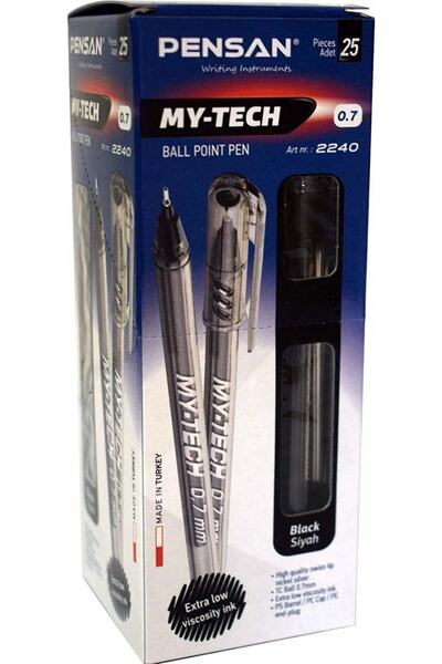 Pensan قلم حبر جاف ماي تيك 25 قطعة أسود