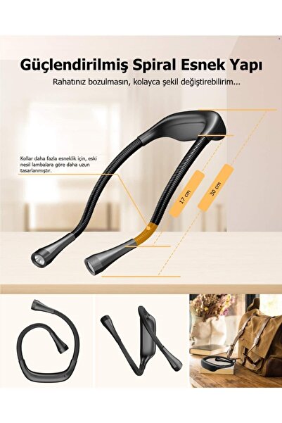 Frelso Şarjlı Led Boyun Lamba Taşınabilir Kitap Okuma Lambası